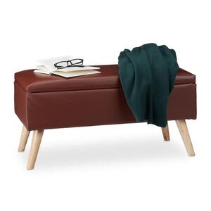 Relaxdays LAVICA Hnedá s úložným priestorom umelá koža 80 cm vyobraziť