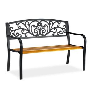 Relaxdays LAVICA hnedá čierna kov drevo pre 2 osoby 127 cm vyobraziť
