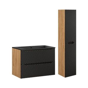 Petits-meubles KÚPEĽŇOVÝ NÁBYTOK 80cm Elora 2-dielna súprava Čierna a drevo vyobraziť