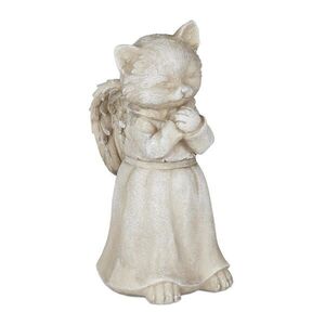 Relaxdays NÁHROBNÍK Krémová mačací anjel Polyresin odolný voči počasiu 18x8, 5x9 cm vyobraziť