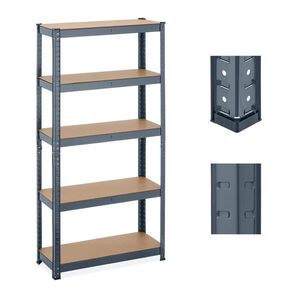 Relaxdays REGÁL Antracit hnedá 5 políc 150/75/30 cm vyobraziť