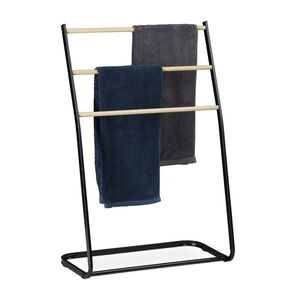 Relaxdays STOJAN na uteráky Čierna dekor dreva Kov 3 priečky 86 cm vyobraziť