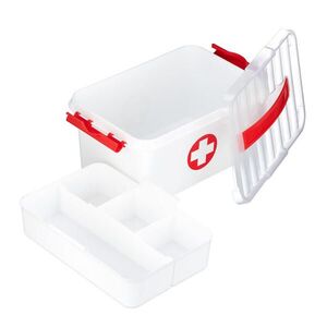 Relaxdays LEKÁRNIČKA Biela Červená Plast s priehradkami 14, 5x30x21 cm vyobraziť