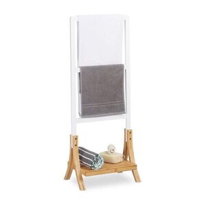 Relaxdays STOJAN Biela prírodná voľne stojaci 3-ramenný bambus MDF 104/41/28, 5 cm vyobraziť