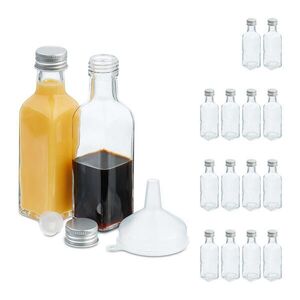 Relaxdays FĽAŠTIČKY Transparentná strieborná 16-dielna-sada sklo 100 ml vyobraziť