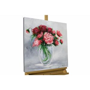 KUNSTLOFT RUČNE MAĽOVANÝ AKRYLOVÝ OBRAZ 60/60 cm, sivý/červený, prírodný a botanický motív vyobraziť