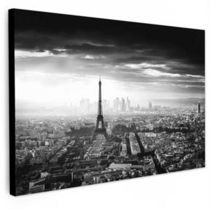 MuchoWow OBRAZ NA PLÁTNE Paríž - panoráma - Eiffelova veža - mesto - mraky 90x60 cm vyobraziť