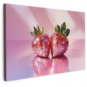 MuchoWow OBRAZ NA PLÁTNE Disco - Ovocie - Trblietky - Jahoda 90x60 cm vyobraziť