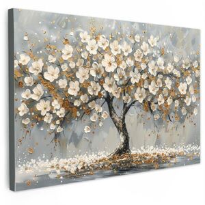 MuchoWow OBRAZ NA PLÁTNE Strom - Kvety - Biela - Príroda - Umenie 120x80 cm vyobraziť