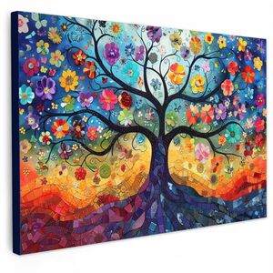 MuchoWow OBRAZ NA PLÁTNE Umenie - Strom života - Kvety - Hippie 90x60 cm vyobraziť