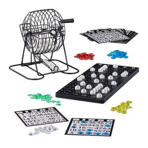 Relaxdays BINGO Čierna kovový bubon 75 guličiek vyobraziť