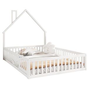 OKWISH DETSKÁ posteľ 140/190 cm biela s ochrannou zábranou z borovice a MDF v tvare komína vyobraziť