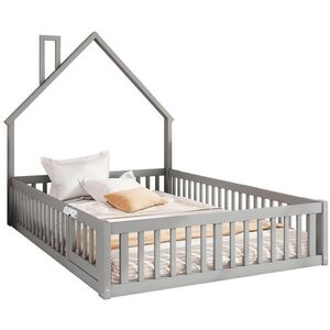 OKWISH DETSKÁ posteľ 140/190 cm sivá s bezpečnostnou zábranou z borovice a MDF vyobraziť