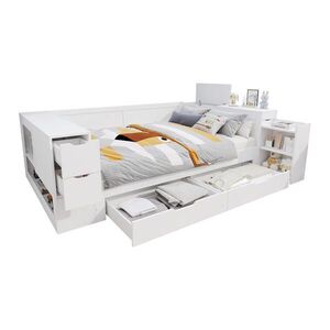 OKWISH DETSKÁ posteľ 140/200 cm biela s úložným priestorom a nočným stolíkom z MDF vyobraziť