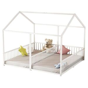 OKWISH POSCHODOVÁ posteľ 90/200 cm biela domčeková s rebríkom a zábranou z kovu vyobraziť
