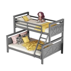 OKWISH POSCHODOVÁ posteľ 90/200 a 140/200 cm sivá rozložiteľná na 2 lôžka z borovice a MDF vyobraziť
