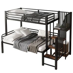 OKWISH POSCHODOVÁ posteľ 90/200 a 120/200 cm čierna s úložným rebríkom z MDF a kovu vyobraziť