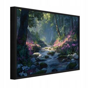 Wallarena ZARÁMOVANÉ obrazy les rieka zelená 100x70 cm vyobraziť