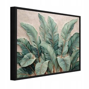 Wallarena ZARÁMOVANÉ obrazy abstraktné zelené listy 100x70 cm vyobraziť