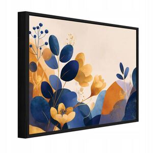 Wallarena ZARÁMOVANÉ obrazy abstraktné listy modré 60x40 cm vyobraziť