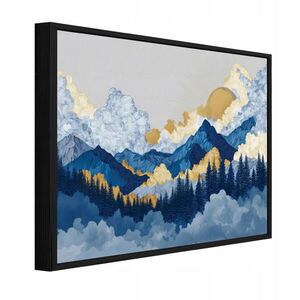 Wallarena ZARÁMOVANÉ obrazy hôr akvarelová modrá 60x40 cm vyobraziť
