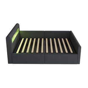 Modfu ČALÚNENÁ posteľ pre deti 90x200 cm sivá zo zamatu s LED osvetlením, USB portom a hydraulickým úložným priestorom vyobraziť