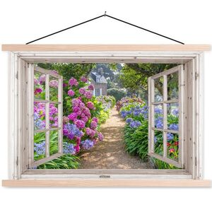 MuchoWow PLAGÁT S MAGNETICKÝMI LIŠTAMI Hortenzie - Priehľadné - Kvety - Leto - Fialová - Cesta 90x60 cm vyobraziť