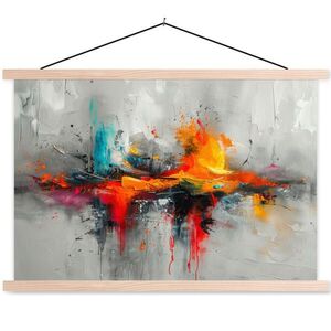 MuchoWow PLAGÁT S MAGNETICKÝMI LIŠTAMI Moderné umenie - Oranžová - Sivá - Abstraktné 90x60 cm vyobraziť