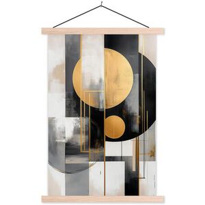 MuchoWow PLAGÁT S MAGNETICKÝMI LIŠTAMI Abstraktné - Zlato - Striebro - Tvary - Estetické - Moderné 60x90 cm vyobraziť