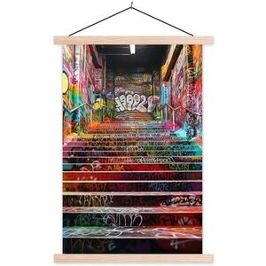 MuchoWow PLAGÁT S MAGNETICKÝMI LIŠTAMI Schody - Graffiti - Farby - Umenie 60x90 cm vyobraziť