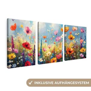 MuchoWow 3-DIELNA sada Kvety - Jar - Farebné - Letné 90x40 cm vyobraziť