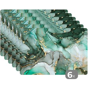MuchoWow SADA 6 PRESTIERANÍ Zlatá - Mramor - Zelená - Luxusná - Mramorový vzhľad - Sivá 45x30 cm vyobraziť
