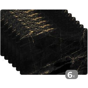 MuchoWow SADA 6 PRESTIERANÍ Mramorový vzhľad - luxusný - čierny - zlatý 45x30 cm vyobraziť