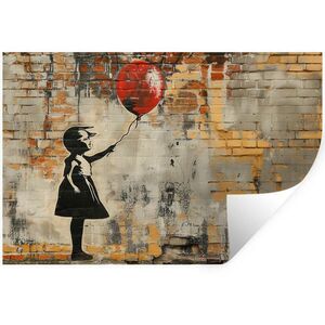 MuchoWow NÁLEPKA NA STENU Graffiti - Banksy - Dievča - Street art 120x80 cm vyobraziť
