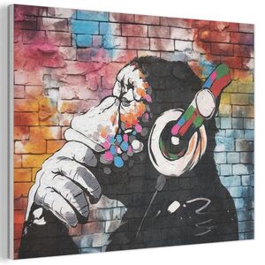 MuchoWow AKUSTICKÝ OBRAZ Opica - Graffiti - Hudba 70x50 cm vyobraziť