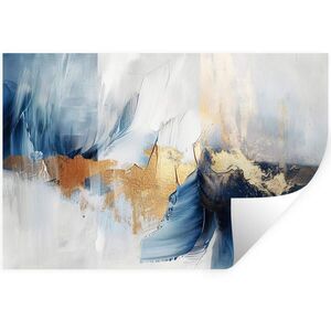 MuchoWow NÁLEPKA NA STENU Zlatá - modrá - akvarel - umenie - moderné 60x40 cm vyobraziť