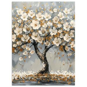 MuchoWow PLAGÁT Strom - Kvety - Biela - Príroda - Umenie 60x80 cm vyobraziť