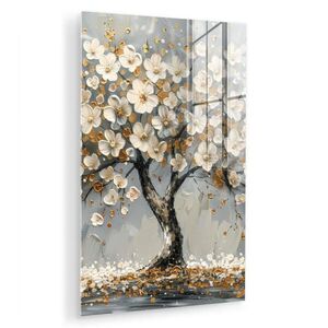 MuchoWow OBRAZ NA AKRYLOVOM SKLE Strom - Kvety - Biela - Príroda - Umenie 40x60 cm vyobraziť
