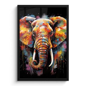 MuchoWow ZARÁMOVANÝ PLAGÁT Slon - Graffiti - Čierna - Zvieratá - Farby 40x60 cm vyobraziť