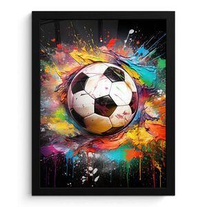 MuchoWow ZARÁMOVANÝ PLAGÁT Futbal - Farba - Farby - Čierna - Biela 30x40 cm vyobraziť