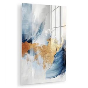 MuchoWow OBRAZ NA AKRYLOVOM SKLE Zlatá - modrá - akvarel - umenie - moderné 40x60 cm vyobraziť