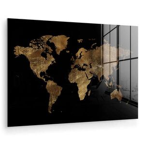 MuchoWow OBRAZ NA AKRYLOVOM SKLE Mapa sveta - Zlato - Luxus - Zem - Čierna 60x40 cm vyobraziť