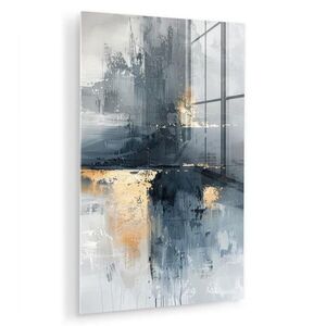 MuchoWow OBRAZ NA AKRYLOVOM SKLE Umenie - sivé - zlaté - abstraktné 40x60 cm vyobraziť