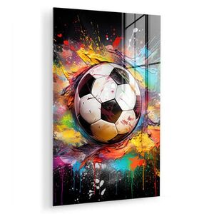 MuchoWow OBRAZ NA AKRYLOVOM SKLE Futbal - Farba - Farby - Čierna - Biela 40x60 cm vyobraziť