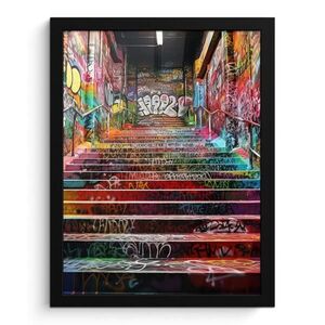 MuchoWow ZARÁMOVANÝ PLAGÁT Schody - Graffiti - Farby - Umenie 30x40 cm vyobraziť