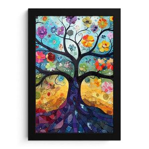 MuchoWow ZARÁMOVANÝ PLAGÁT Umenie - Strom života - Kvety - Hippie 20x30 cm vyobraziť
