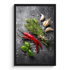 MuchoWow ZARÁMOVANÝ PLAGÁT Korenie - bylinky - korenie - betón 40x60 cm vyobraziť
