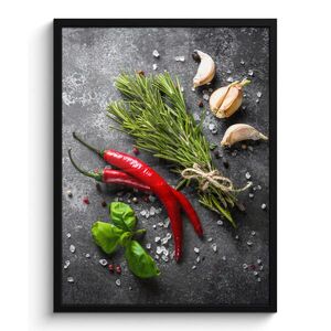 MuchoWow ZARÁMOVANÝ PLAGÁT Korenie - bylinky - korenie - betón 60x80 cm vyobraziť