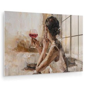 MuchoWow OBRAZ NA AKRYLOVOM SKLE Olejomaľba - Žena - Víno 60x40 cm vyobraziť