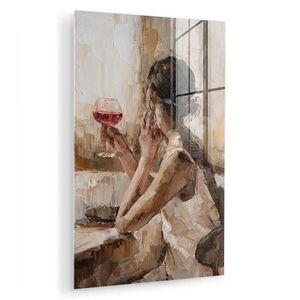 MuchoWow OBRAZ NA AKRYLOVOM SKLE Olejomaľba - Žena - Víno 60x90 cm vyobraziť